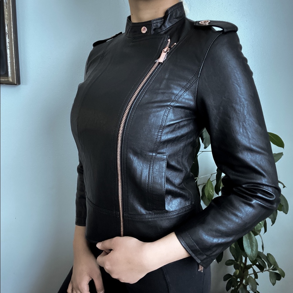 ♥️SOLD Armani Exhange Black Blouson Leather Jacket - Picture 5 of 9